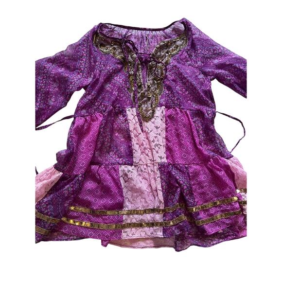 Free People Tops - Free People Gossamer Wings Purple Patchwork Beaded Lace Boho Tunic Dress M/L